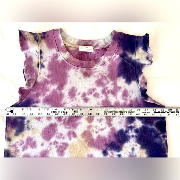 Anthropologie T. La Ruffle sleeve Tie Dye Sweatshirt Size Medium Purple - Picture 5 of 8